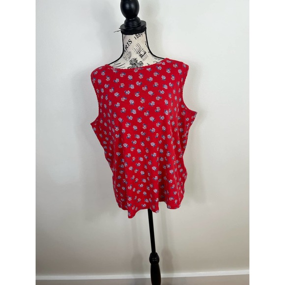 NWOT Croft & Barrow Red and white and Blue Floral tank top - Picture 1 of 7